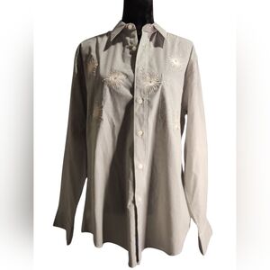 Elegant Women's Light Gray Embroidered Blouse